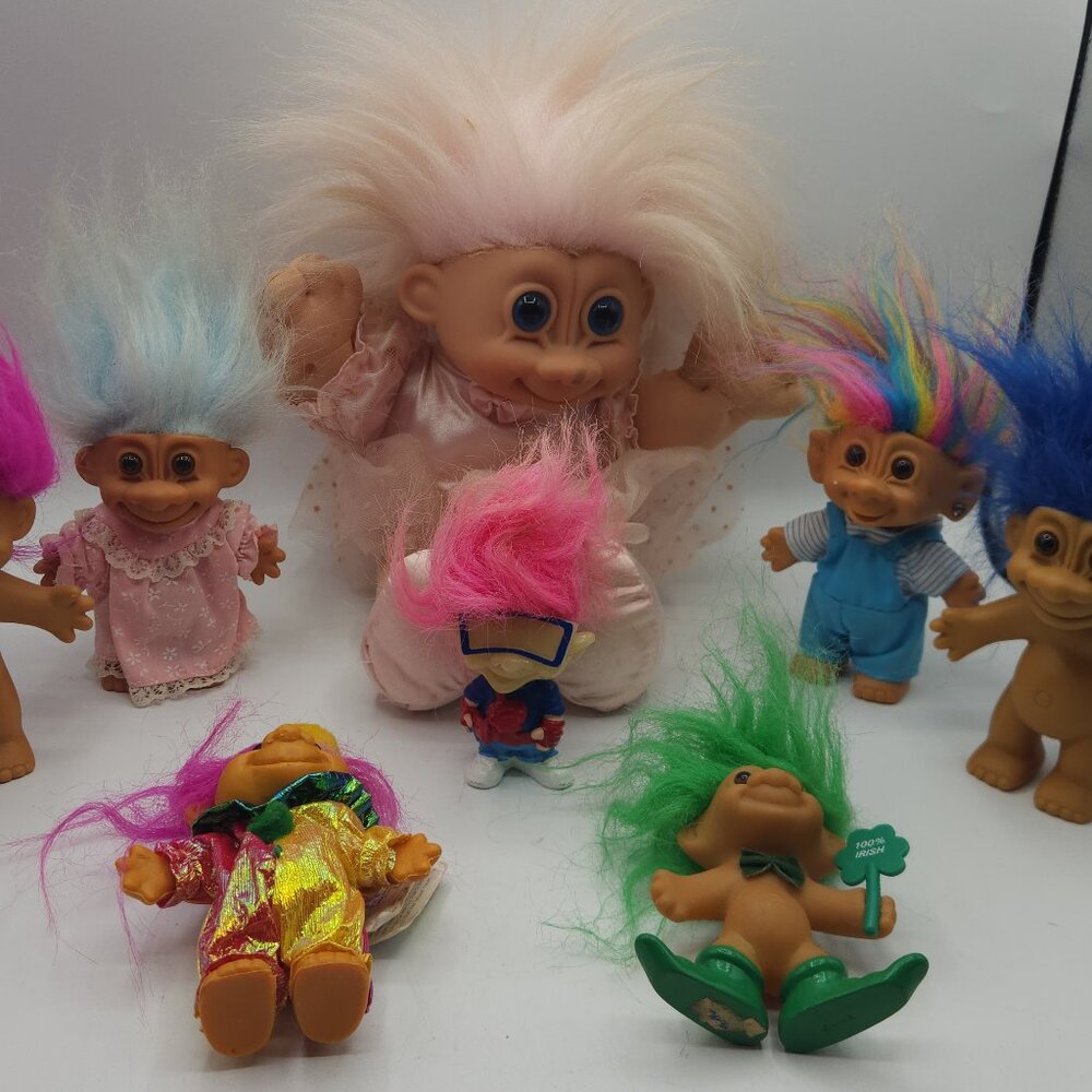 Lot of Vintage Troll Dolls Various Makers and Styles 8 Dolls
